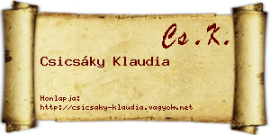Csicsáky Klaudia névjegykártya